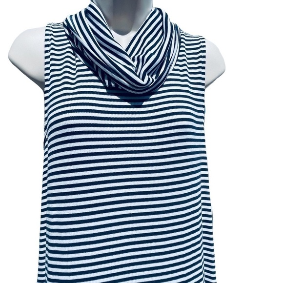 New! Mini Dress ANTHROPOLOGIE Dolan Ribbed Sleeveless Cowl Striped nautical - Picture 9 of 10